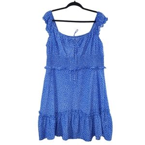 Blue Droplet Ruffle Sweetheart Mini Dress